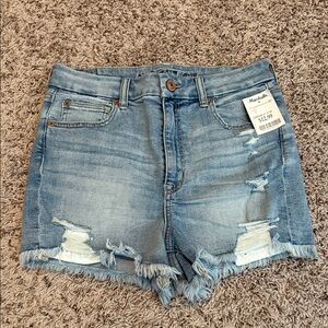 American Eagle Outfitters Light Blue Distressed Jean Shorts